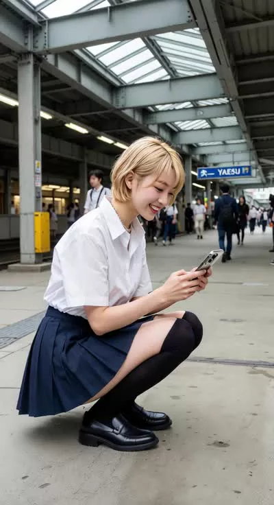 露出狂ノーブラ金髪美女💖